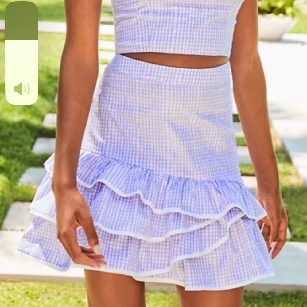 Lilly Pulitzer Rosalie  LIGHT LILAC VERBENA
GINGHAM STYLE SKIRT ONLY SIZE 8